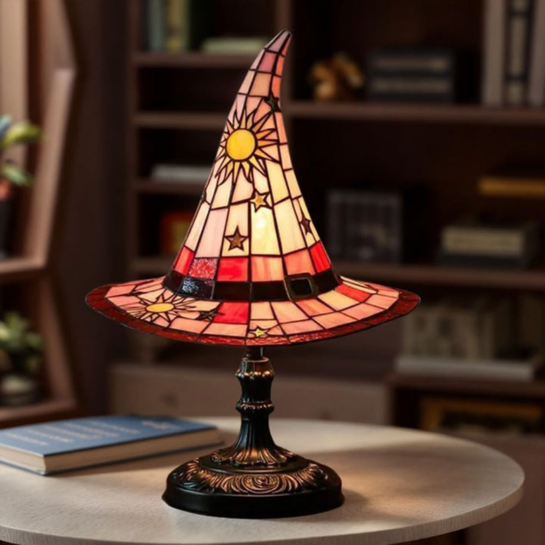 Lampe Chapeau de Sorcière en Vitrail