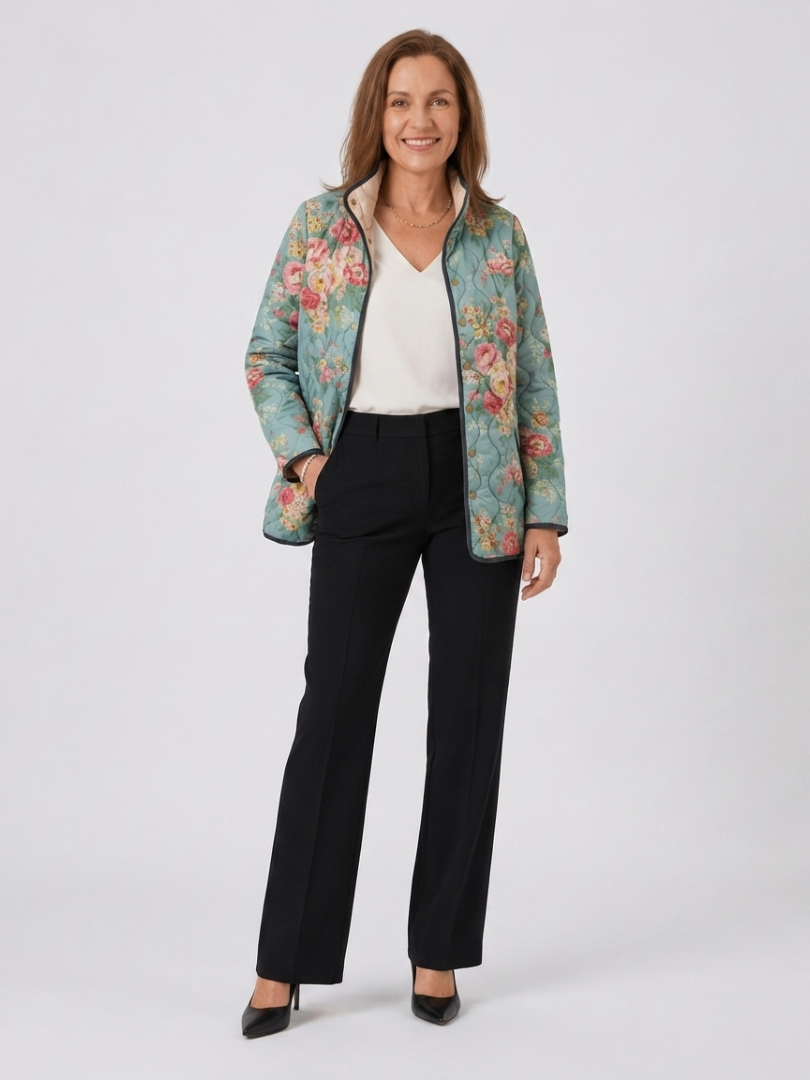 Veste Matelassée Roses Céladon Mathilde